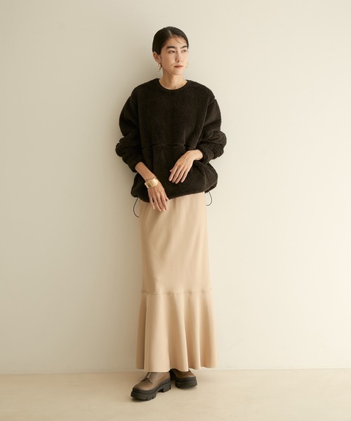 SALON adam et rope'（サロン アダム エ ロペ）の「【WEB限定カラー】ボアボンディングプルオーバー（スウェット・レディース・ブラック/オフホワイト/キャメル・FREE）」の12枚目の写真