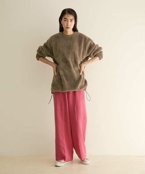 SALON adam et rope'（サロン アダム エ ロペ）の「【WEB限定カラー】ボアボンディングプルオーバー（スウェット・レディース・ブラック/オフホワイト/キャメル・FREE）」の14枚目の写真