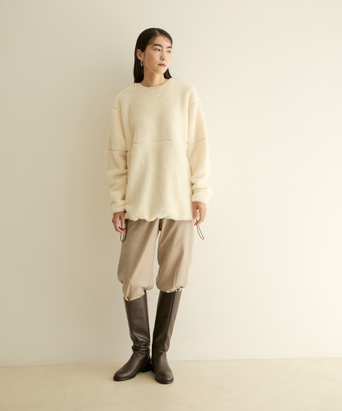 SALON adam et rope'（サロン アダム エ ロペ）の「【WEB限定カラー】ボアボンディングプルオーバー（スウェット・レディース・ブラック/オフホワイト/キャメル・FREE）」の5枚目の写真