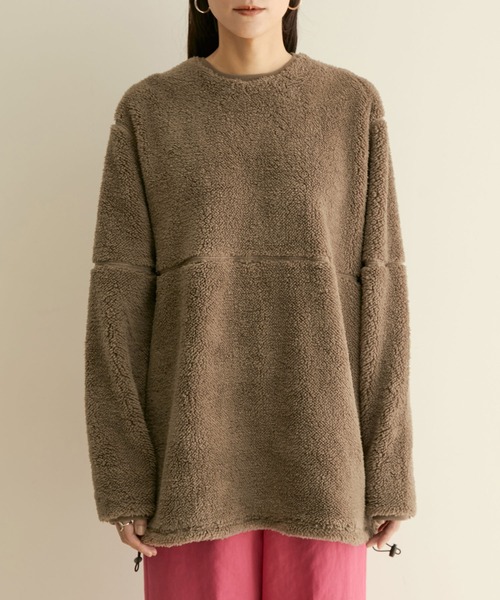 SALON adam et rope'（サロン アダム エ ロペ）の「【WEB限定カラー】ボアボンディングプルオーバー（スウェット・レディース・ブラック/オフホワイト/キャメル・FREE）」の7枚目の写真