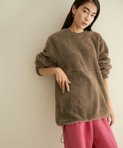 SALON adam et rope'（サロン アダム エ ロペ）の「【WEB限定カラー】ボアボンディングプルオーバー（スウェット・レディース・ブラック/オフホワイト/キャメル・FREE）」の18枚目の写真