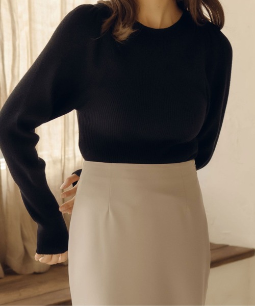fupel(フぺル)の「パフスリーブリブニット(ニット/セーター・レディース・ブラウン系その他/ブラック/アイボリー・FREE)」の3枚目の写真