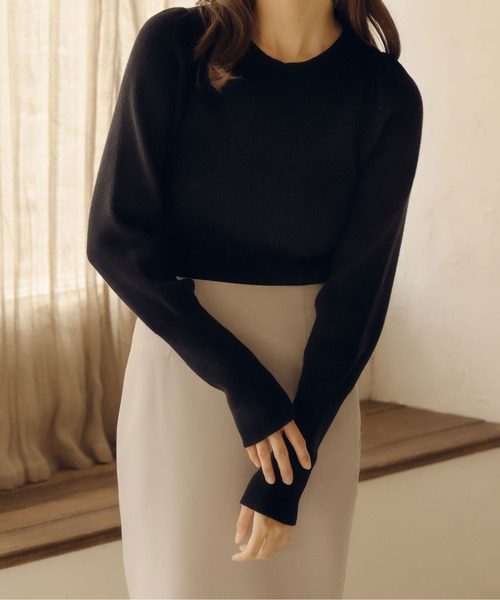 fupel(フぺル)の「パフスリーブリブニット(ニット/セーター・レディース・ブラウン系その他/ブラック/アイボリー・FREE)」の11枚目の写真