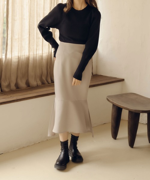 fupel(フぺル)の「パフスリーブリブニット(ニット/セーター・レディース・ブラウン系その他/ブラック/アイボリー・FREE)」の15枚目の写真