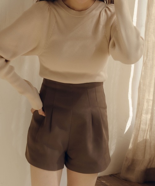 fupel(フぺル)の「パフスリーブリブニット(ニット/セーター・レディース・ブラウン系その他/ブラック/アイボリー・FREE)」の8枚目の写真