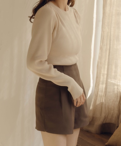 fupel(フぺル)の「パフスリーブリブニット(ニット/セーター・レディース・ブラウン系その他/ブラック/アイボリー・FREE)」の12枚目の写真