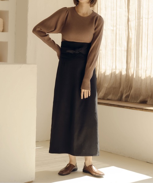 fupel(フぺル)の「パフスリーブリブニット(ニット/セーター・レディース・ブラウン系その他/ブラック/アイボリー・FREE)」の10枚目の写真