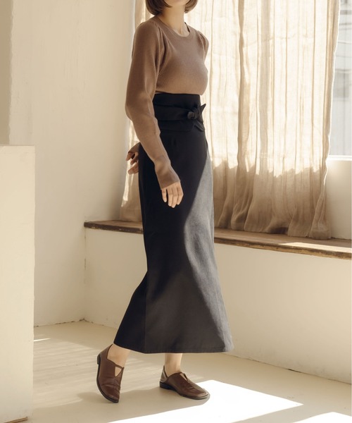 fupel(フぺル)の「パフスリーブリブニット(ニット/セーター・レディース・ブラウン系その他/ブラック/アイボリー・FREE)」の6枚目の写真