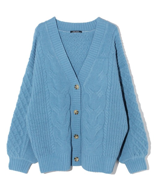 one way（ワンウェイ）の「マットモール糸ケーブルカーディガン