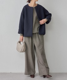 BEARDSLEY | 起毛チェックウエストリブパンツ：低身長・高身長・ぽっちゃり・セットアップ対応(その他パンツ)