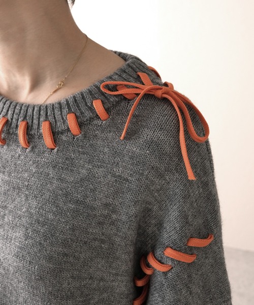 IAMUSE(アイアミューズ)の「ハンドステッチニット S0862【IAMUSE】(ニット/セーター・レディース・ネイビー/ブラック/グレー・FREE)」の12枚目の写真