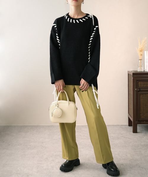 IAMUSE(アイアミューズ)の「ハンドステッチニット S0862【IAMUSE】(ニット/セーター・レディース・ネイビー/ブラック/グレー・FREE)」の5枚目の写真