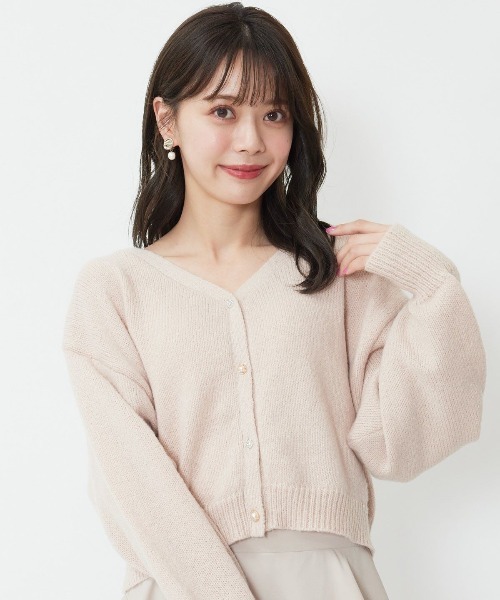 WILLSELECTION（ウィルセレクション）の「ビジュー釦カーディガン（カーディガン/ボレロ・レディース・オフホワイト/ピンク/イエロー・MEDIUM）」の3枚目の写真