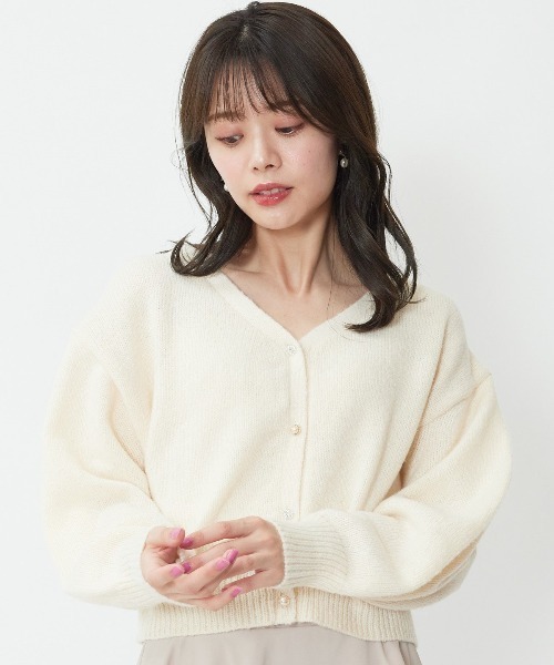 WILLSELECTION（ウィルセレクション）の「ビジュー釦カーディガン（カーディガン/ボレロ・レディース・オフホワイト/ピンク/イエロー・MEDIUM）」の5枚目の写真