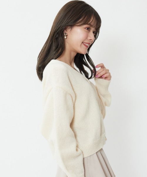 WILLSELECTION（ウィルセレクション）の「ビジュー釦カーディガン（カーディガン/ボレロ・レディース・オフホワイト/ピンク/イエロー・MEDIUM）」の6枚目の写真