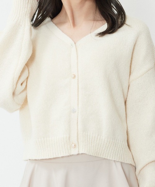 WILLSELECTION（ウィルセレクション）の「ビジュー釦カーディガン（カーディガン/ボレロ・レディース・オフホワイト/ピンク/イエロー・MEDIUM）」の8枚目の写真