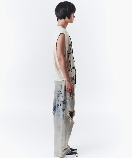 OY（オーワイ）の「『OY/オーワイ』ZIGZAG STITCH KNIT VEST/ステッチニットベスト（ベスト・メンズ・ブラック/アイボリー・FREE）」の3枚目の写真