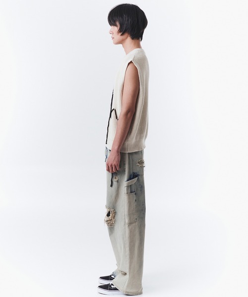 OY（オーワイ）の「『OY/オーワイ』ZIGZAG STITCH KNIT VEST/ステッチニットベスト（ベスト・メンズ・ブラック/アイボリー・FREE）」の6枚目の写真