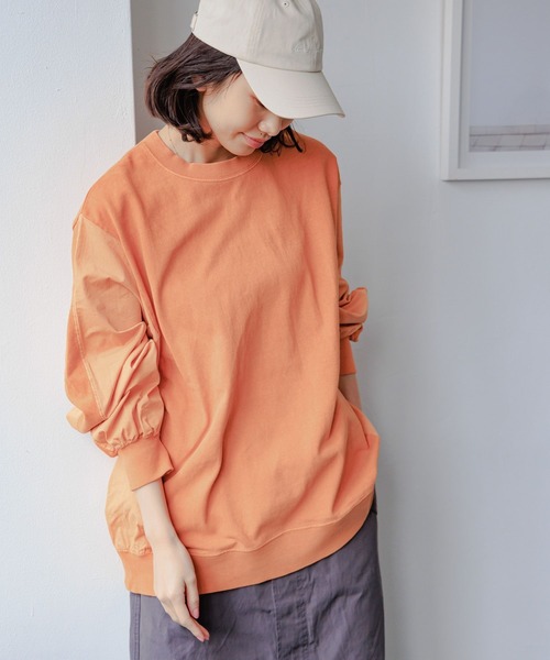 niko and...(ニコアンド)の「製品染めドッキングプルオーバー(Tシャツ/カットソー・レディース・オレンジ/チャコール/オフホワイト/カーキ・MEDIUM/LARGE)」の5枚目の写真