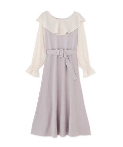 PROPORTION BODY DRESSING（プロポーションボディドレッシング）の「ウエストベルト付きラッフルニットワンピース / 1213140309（ワンピース・レディース・ブラック/パープル・MEDIUM/SMALL）」の6枚目の写真