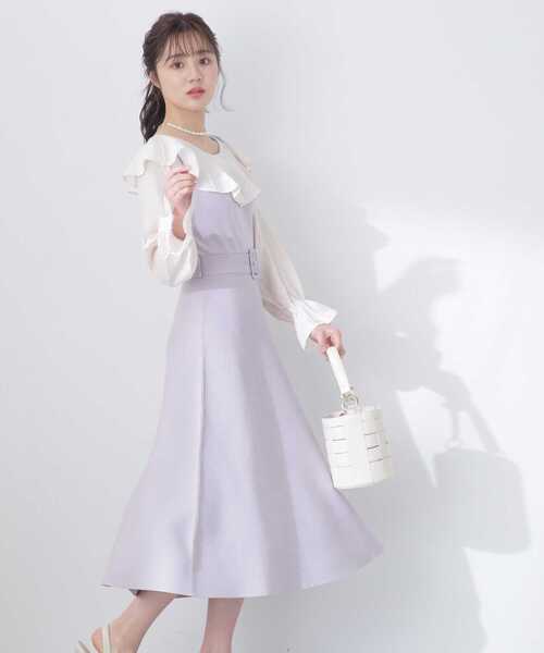 PROPORTION BODY DRESSING（プロポーションボディドレッシング）の「ウエストベルト付きラッフルニットワンピース / 1213140309（ワンピース・レディース・ブラック/パープル・MEDIUM/SMALL）」の10枚目の写真