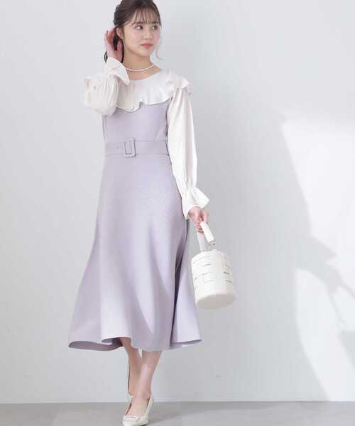 PROPORTION BODY DRESSING（プロポーションボディドレッシング）の「ウエストベルト付きラッフルニットワンピース / 1213140309（ワンピース・レディース・ブラック/パープル・MEDIUM/SMALL）」の12枚目の写真