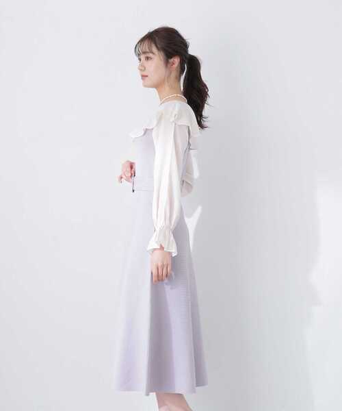 PROPORTION BODY DRESSING（プロポーションボディドレッシング）の「ウエストベルト付きラッフルニットワンピース / 1213140309（ワンピース・レディース・ブラック/パープル・MEDIUM/SMALL）」の15枚目の写真