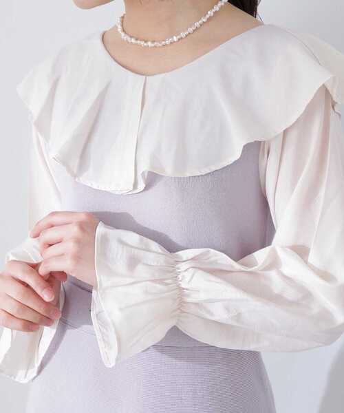 PROPORTION BODY DRESSING（プロポーションボディドレッシング）の「ウエストベルト付きラッフルニットワンピース / 1213140309（ワンピース・レディース・ブラック/パープル・MEDIUM/SMALL）」の13枚目の写真