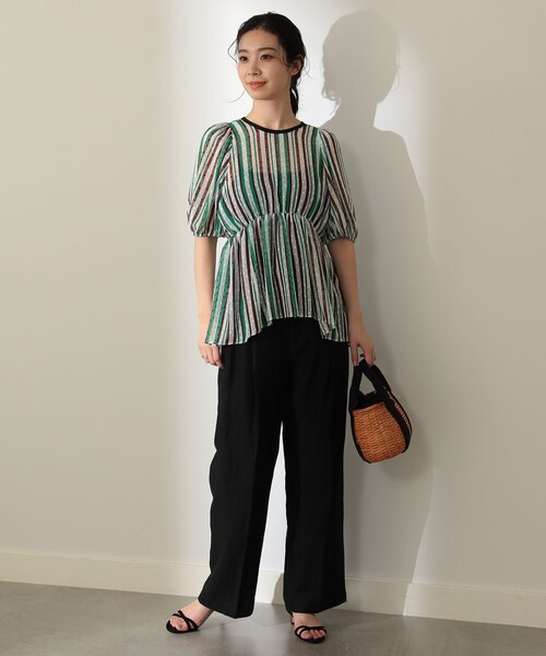 ディノス TEEE/ティー カットジャカード ドット×ストライプ柄 プルオーバー Demi-Luxe BEAMS（デミルクス ビームス）の「Demi-Luxe BEAMS