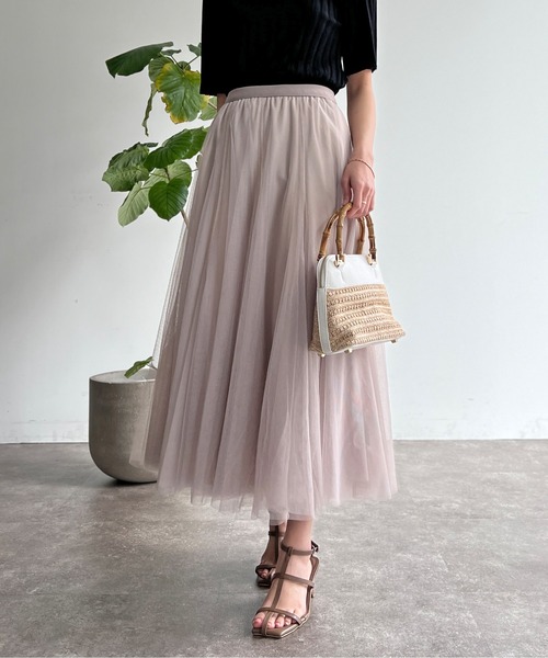 Chez toi（シェトワ）の「はぎチュールスカート（スカート・レディース・ブルー/チャコールグレー/グレイッシュベージュ・FREE）」の3枚目の写真