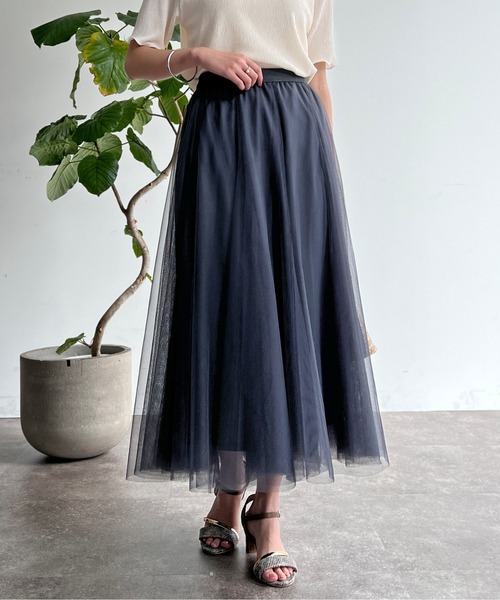 Chez toi（シェトワ）の「はぎチュールスカート（スカート・レディース・ブルー/チャコールグレー/グレイッシュベージュ・FREE）」の15枚目の写真
