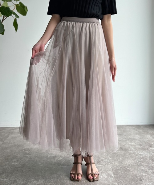 Chez toi（シェトワ）の「はぎチュールスカート（スカート・レディース・ブルー/チャコールグレー/グレイッシュベージュ・FREE）」の16枚目の写真