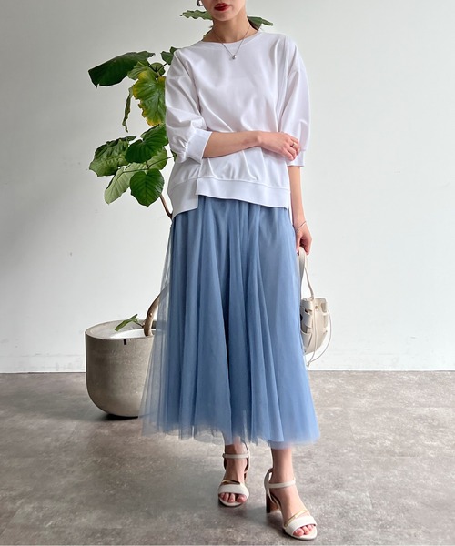 Chez toi（シェトワ）の「はぎチュールスカート（スカート・レディース・ブルー/チャコールグレー/グレイッシュベージュ・FREE）」の10枚目の写真