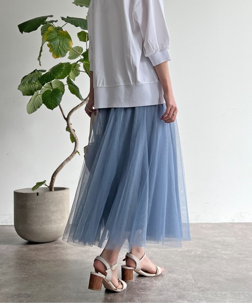 Chez toi（シェトワ）の「はぎチュールスカート（スカート・レディース・ブルー/チャコールグレー/グレイッシュベージュ・FREE）」の11枚目の写真
