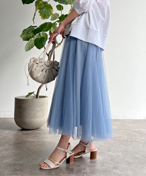 Chez toi（シェトワ）の「はぎチュールスカート（スカート・レディース・ブルー/チャコールグレー/グレイッシュベージュ・FREE）」の18枚目の写真