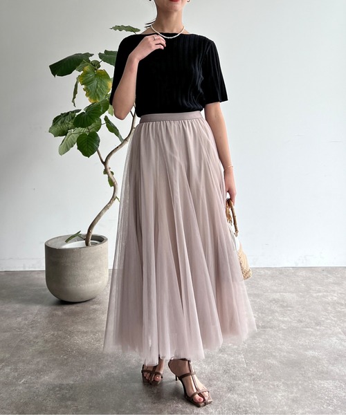 Chez toi（シェトワ）の「はぎチュールスカート（スカート・レディース・ブルー/チャコールグレー/グレイッシュベージュ・FREE）」の13枚目の写真