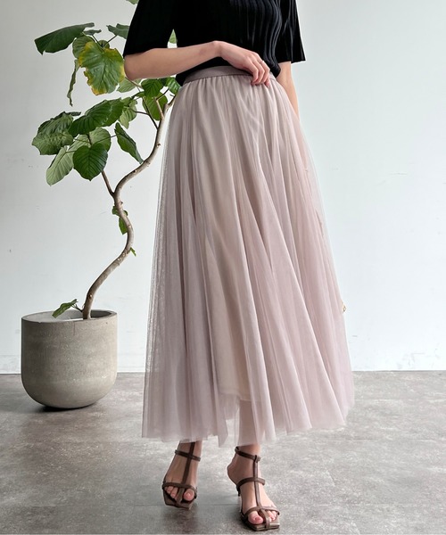 Chez toi（シェトワ）の「はぎチュールスカート（スカート・レディース・ブルー/チャコールグレー/グレイッシュベージュ・FREE）」の14枚目の写真