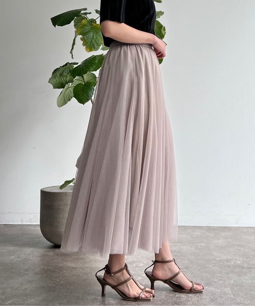 Chez toi（シェトワ）の「はぎチュールスカート（スカート・レディース・ブルー/チャコールグレー/グレイッシュベージュ・FREE）」の7枚目の写真