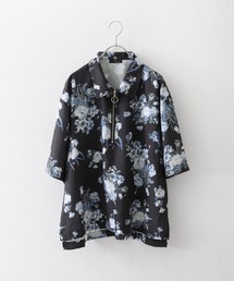 ZIP FIVE | 【ZIP FIVE】ポリシャンブレー ハーフジップ オーバーサイズ 半袖ポロシャツ(ポロシャツ)