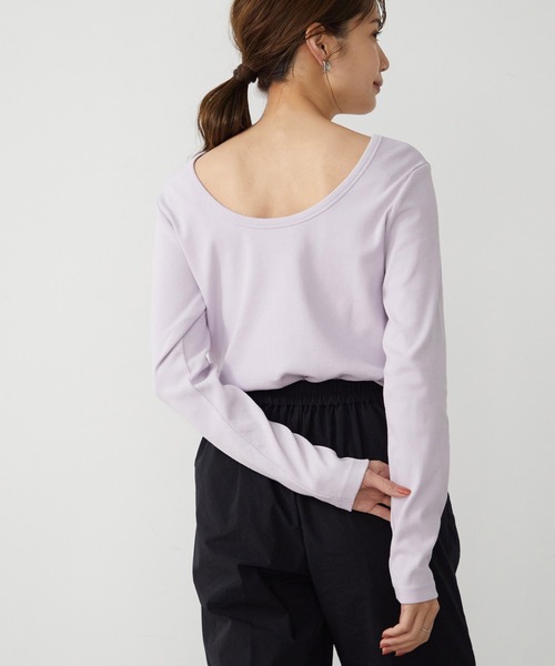 for/c（フォーシー）の「[新色追加]USAコットン前後2WAYバックシャンロンT【サスティナブル】（Tシャツ/カットソー・レディース・ラベンダー/ホワイト/ブラック/ホワイト×ブラック/ライム/ブルー/ブラウン/ネイビー/チャコールグレー/レッド/ライトブラウン・LL/L/M/S）」の10枚目の写真