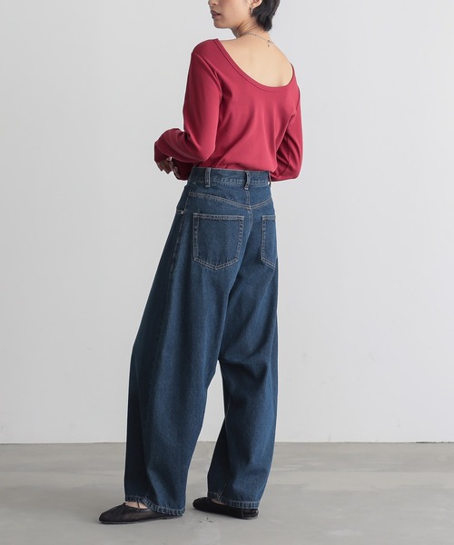 for/c（フォーシー）の「[新色追加]USAコットン前後2WAYバックシャンロンT【サスティナブル】（Tシャツ/カットソー・レディース・ラベンダー/ホワイト/ブラック/ホワイト×ブラック/ライム/ブルー/ブラウン/ネイビー/チャコールグレー/レッド/ライトブラウン・LL/L/M/S）」の11枚目の写真
