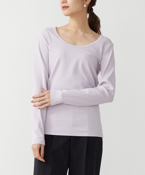 for/c（フォーシー）の「[新色追加]USAコットン前後2WAYバックシャンロンT【サスティナブル】（Tシャツ/カットソー・レディース・ラベンダー/ホワイト/ブラック/ホワイト×ブラック/ライム/ブルー/ブラウン/ネイビー/チャコールグレー/レッド/ライトブラウン・LL/L/M/S）」の20枚目の写真