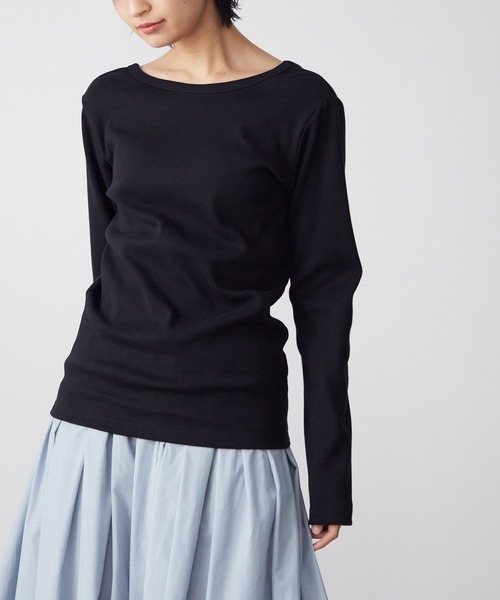 for/c（フォーシー）の「[新色追加]USAコットン前後2WAYバックシャンロンT【サスティナブル】（Tシャツ/カットソー・レディース・ラベンダー/ホワイト/ブラック/ホワイト×ブラック/ライム/ブルー/ブラウン/ネイビー/チャコールグレー/レッド/ライトブラウン・LL/L/M/S）」の12枚目の写真