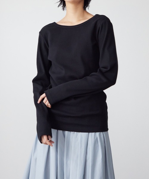 for/c（フォーシー）の「[新色追加]USAコットン前後2WAYバックシャンロンT【サスティナブル】（Tシャツ/カットソー・レディース・ラベンダー/ホワイト/ブラック/ホワイト×ブラック/ライム/ブルー/ブラウン/ネイビー/チャコールグレー/レッド/ライトブラウン・LL/L/M/S）」の22枚目の写真