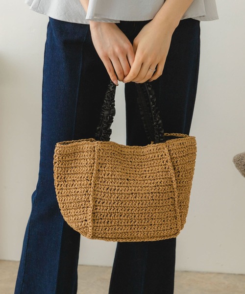 RODE SKO(ロデスコ)の「フリルハンドルペーパーバッグ(かごバッグ・レディース・グレー/ナチュラル/ベージュ・ONE)」の20枚目の写真