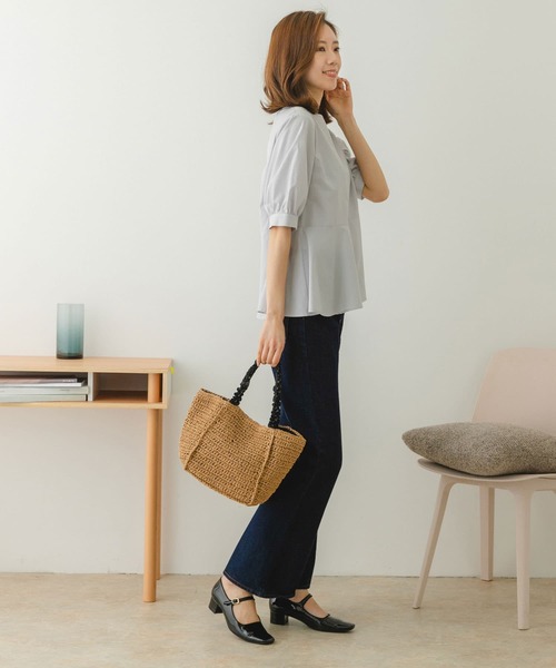 RODE SKO(ロデスコ)の「フリルハンドルペーパーバッグ(かごバッグ・レディース・グレー/ナチュラル/ベージュ・ONE)」の18枚目の写真