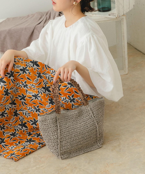 RODE SKO(ロデスコ)の「フリルハンドルペーパーバッグ(かごバッグ・レディース・グレー/ナチュラル/ベージュ・ONE)」の17枚目の写真