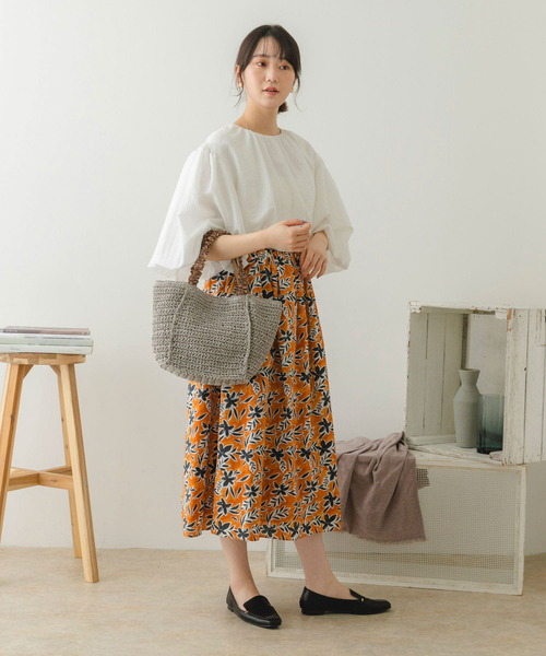 RODE SKO(ロデスコ)の「フリルハンドルペーパーバッグ(かごバッグ・レディース・グレー/ナチュラル/ベージュ・ONE)」の12枚目の写真