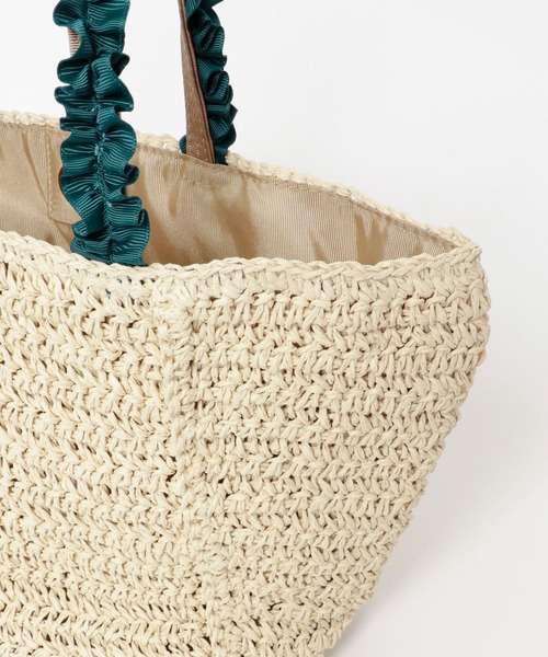 RODE SKO(ロデスコ)の「フリルハンドルペーパーバッグ(かごバッグ・レディース・グレー/ナチュラル/ベージュ・ONE)」の5枚目の写真