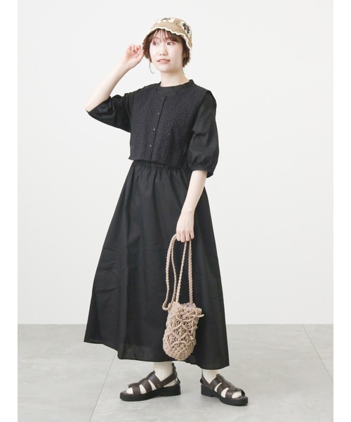 ehka sopo（エヘカソポ）の「レースジレセットワンピース（ワンピース・レディース・グレー/ブラック/ベージュ・ﾌﾘ-）」の4枚目の写真